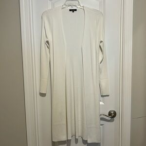 525 AMERICA WinterWhite Duster Cardigan Fine Gage Knit Soft washable Rayon Blend